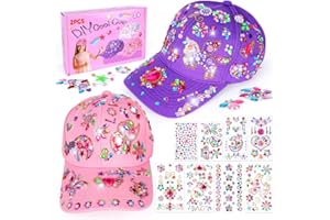 Shmily Bastelset : Geschenk Mädchen 4-12 Jahren Einhorn Kappe Spielzeug ab 4 5 6 7 8 9 10 11 Alte Kinder Geburtstag Pferde Baseballcap Sonnenhut Basteln, Rosa+Lila