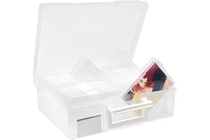 MATANA - 6" x 4" Clear Storage Box Photo Inserts and Scrapbook Storage Crafts and Organiser with 16 Cases and Labels, Over 1000 Photos - Great For Sewing, Garden Seed Supplies