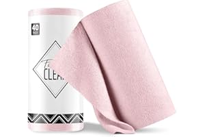 ‎FANTASTICLEAN Fantasticlean Mikrofaser-Reinigungstuchrolle mit 40 Stück, Abreißbare Putztücher, Wiederverwendbare Fusselfreie Lappen Geschirrtücher 30x30cm-Rosa