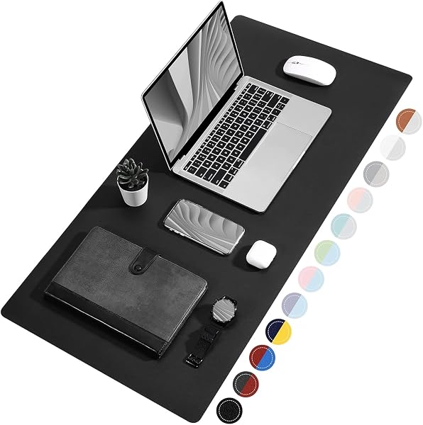 Desk Pad Waterproof Leather Desk Mat – Large Smooth Surface Mouse Pad & Keyboard Mat with Anti-Slip Base for Gaming & Of