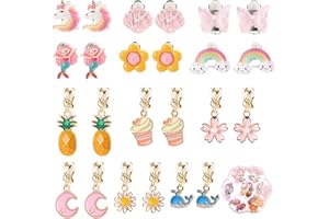 Vyuwast 12 Pairs Kids Clip on Earrings, Girls Jewelry Dress Up Earrings and Princess Play Earrings Set Include Long and Short Clip On Earrings for Girls with a Box for Party Favors Birthdays Day