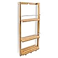 Relaxdays Wall-Mounted Bathroom Rack, With 3 Shelves And 3 Hooks, Bamboo, Includes Rail, Natural Brown
