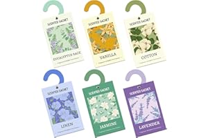 SCENT-HI Scented Sachets, Scented Sachets for Drawer Closets, Wardrobe Fresheners Different Fragrances Sachet Bags, Room Wardrobe Bathrooms-Linen, Lavender, Jasmine, Vanilla, Eucalyptus & Sage, Cotton