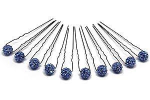 FLEXISTORE 10 Epingle à cheveux avec boule de strass - Accessoires cheveux mariage - Noire - Bleu