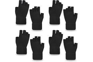 EUPSIIU 4 paia di guanti senza dita neri, guanti invernali senza dita, per uomini e donne, set di guanti senza dita, per lavoro, corsa, ciclismo, guida