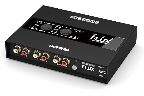 Reloop Flux - Interface DVS USB-C 6x6 IN/OUT pour Serato DJ Pro, 24 bits/96 kHz, compatible avec platines, CDJ ou autres lecteurs multimédia, hub 2 ports USB-A, boîtier métallique robuste