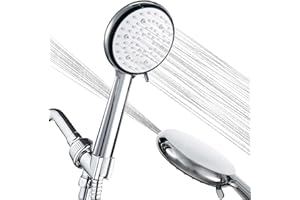 SEAFORIE Soffione Doccia, Soffione Doccino a Grande Risparmio Idrico Anticalcare a 6 Modalità con Getto ad Alta Pressione Incorporato, per il Bagno（9.5L/min Doccetta Singolo）