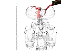 Skottglasdispenser, dryckesdispenser med 6 glas och stativ, vindispenser, för alla fester