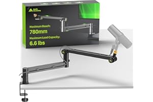 Mikrofon Arm | Low Profile Mikrofonarm [Max. 3 KG Traglast] kompatibel mit Shure SM7B, MV7+ & Co.| Gear-Lock Design für rutschfreie Stabilität | Mikrofon Halterung, Microphone Boom Arm