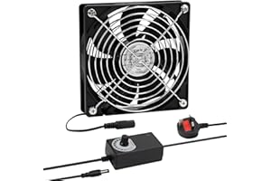 QIVINE 120mm Computer Fan, PC Fans with Fused Plug 220V, 2700RPM Speed, 3V-12V Adjustable & Brushless Case Fans for PC, Computer, Server Cabinet, TV Box, AV Cabinet, Router