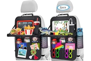 LUUGUYI 2pcs Organizer Sedile Auto, 3 in 1 Proteggi Sedile Auto Bambini Posteriore, Impermeabile Organizer Sedile Posteriore Auto con Vassoio Pieghevole