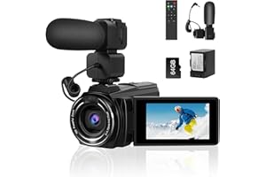 LAMA Video Camera 8K Camcorder, 64MP Vlogging Camera 18X Digital Zoom IR Night Vision Camera, WiFi Digital Recorder with 64GB SD Card, 4500mAh Battery (4.5 Hours Recording Time) for Streaming Video