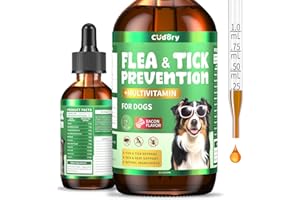 CUDORY Oral Flea & Tick Support for Dogs, Herbal Liquid with Multivitamins - Dog Flea and Tick Drops Natural Supplement for Skin & Coat Support - Herbal Support Formula for Dogs Oral Supplement