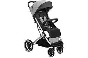 MoMi ESTELLE PLUS LIGHT Kinderwagen ab 6. Monat (bis 22 kg), klappbarer Buggy mit 5-Punkt-Sicherheitsgurt, Einkaufskorb und Liegefunktion, Teleskop-Stange zum Ziehen, steht nach dem Zusammenklappen