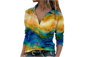 NUSGEAR 2023 Camiseta de Manga Larga Mujer Moda impresión Elegante Blusa Camisa Cuello en V Suelto Tops Fiesta Casual T-Shirt Original otoño Primavera tee Cómodo Basic Jersey