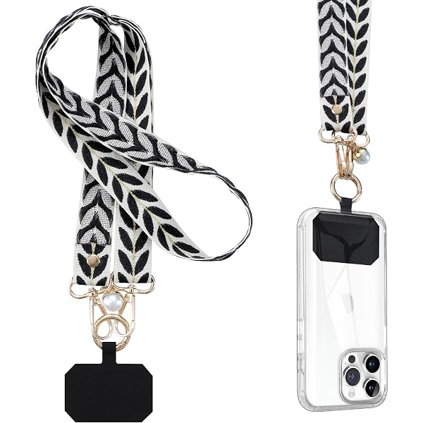 Chaîne Pour Téléphone Portable Lot De 2 - Cordon Réglable En Coton Vert Avec Patch - Porte-clés, Tour De Cou, Sangle Sécurisée