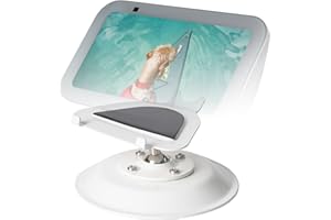 shinar Adjustable Metal Stand for Echo Show 5 (3rd Generation) - Swivel Stand with Wide Angle Tilt Adjustment (-50°/+50°) Desktop Stand Compatible with Show 5 Without Magnetic (White)