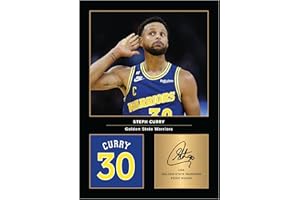 Icons Wall Art Foto stampata con autografo di Steph Curry, formato A4, idea regalo per gli appassionati di basket, riproduzione digitale, senza cornice