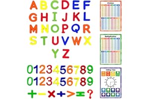 Ninnyi 56 Pcs Magnetic Letters and Numbers for Children Set, Colorful Alphabet Numbers Symbols Magnets for Fridge Kids Education Tool