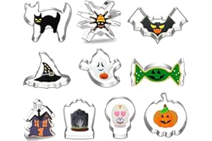 GUO-YING Ausstecher Halloween,Halloween Ausstechfomen Set - 10 Stück Edelstahl Keksausstecher von Kürbis (Halloween)