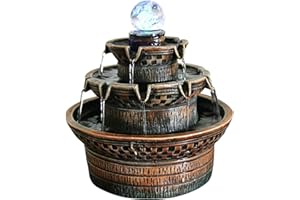 SHIOUCY Fontana da interni con illuminazione a LED, fontana decorativa, cascata, sfera di cristallo, per Feng Shui, fotografia, meditazione, casa, ufficio