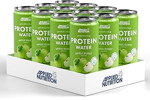 Applied Nutrition Sparkling Protein Water - 10g Collagen Boost – Low-Calorie Hydration with Vitamin C and Coconut Water – Refreshing and Wellness Drink (Pack of 12 Cans x 330ml) (Apple Burst)