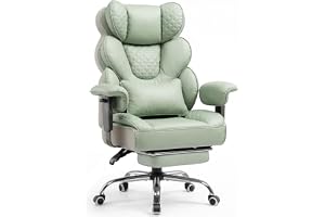 COMHOMA Grön ergonomisk spel- och kontorsstol, 180 kg, ländstöd och justerbara fotstöd, 150° lutande ryggstöd, hybriddesign i