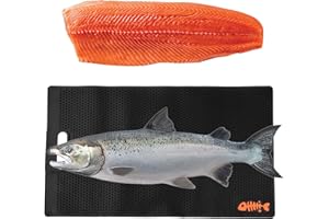 HNeekyr Fischfiletmatte, 35,6 x 71,1 cm, tragbar, Fischreinigung, Schneidebrett, Griffe für Fische, rutschfeste Fisch-Reinigungsmatte, Schwarz