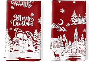 Arquiel Set di 2 Strofinacci Cucina Inverno Pupazzo di Neve Natalizio Cucina Strofinacci Cotone 100% Assorbente Canovacci Cucina Decorazione Regali di Vacanza per Cucina 48 cm x 70 cm