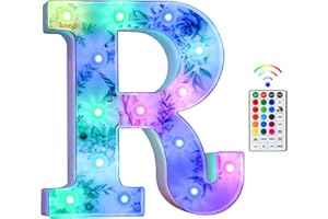 Tosakey Light Up Letters, LED Letter Lights Sign 18 Color Changing 26 Alphabet Sign Unicorn Gifts for Girls Women Birthday Christmas Lamp Bedroom Home Decoration-(R)