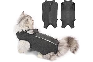 JOKUREAO Katzenbody Nach OP für Katzen Kastration, Erholungsanzug Katze Body, Alternative zur Halskrause, Weiche Atmungsaktive Katzenbekleidung für Hautkrankheiten und Wunden