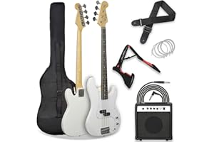 3rd Avenue 4/4 E-Bassgitarren-Set in Normalgröße, für Anfänger, mit 15 W Verstärker, Tasche, Kabel, Gurt, Ständer und Ersatzsaiten – in Sunburst