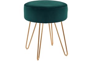 ‎DUHOME Duhome Sitzhocker Schminktisch Hocker Samt Runder Ottoman Hocker Gepolsterter mit Metallbeine für Schminktisch Wohnzimmer Schlafzimmer, Petrol