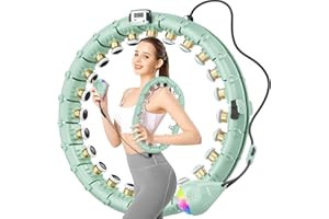 SPMOVE Hula Hoop mit Gewicht Kugel, Abnehmen Smart Hula Hoop Reifen Erwachsene und Anfänger, 60-120cm Einstellbar und Noppen, Hoola Hoop Leise mit LED Ball Zähler, Freunde Familie