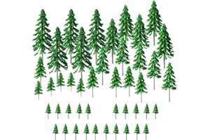 Woohome 45 Stück Modell Bäume Mini Miniatur Bäume Mischwald Bäume Landschaft Diorama Baum Architektur Bäume für DIY Landschaft, Natürliche Grün, 5CM ~ 15CM