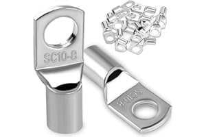 DAWENUR 20 capicorda 10 mm2, M8, capicorda ad anello, in rame ispessito, non isolato, SC, colore argento