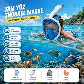 HyMark Tam Y&uuml;z Şnorkel Maske (L-XL) Beden Panoramik G&ouml;r&uuml;şl&uuml; Deniz G&ouml;zl&uuml;ğ&uuml; Dry Top Sistem Şnorkel Seti