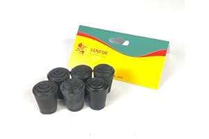 Sanfor | Contera de Goma | Protección Patas y Tubos de 20 mm | Bastones de Apoyo | Contera Cilíndrica | Antideslizante, Adherente | Color Negro | 6 Unidades