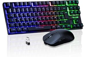 THE G-LAB G-Lab Oxygen EX Combo - Teclado y ratón inalámbrico para gaming con LED RGB, formato TKL, diseño español, 3200 DPI - PC/PS4/PS5