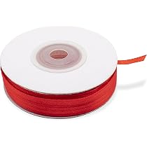 AOKSUNOVA Nastro di raso da 1 cm con cuori rossi, set regalo per San Valentino, matrimonio, confezione regalo