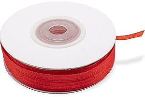 Decoraparty Nastrino Rosso in Raso da 3 mm Satinato Nastro per Idea Regalo Matrimonio Battesimo Comunione Cresima San Valentino Laurea, Bomboniere Rotolo Bobina 50 mt
