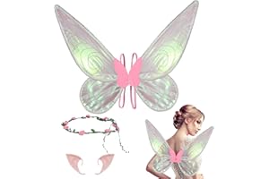 Huanuoda Feenflügel Erwachsene Feenflügel Kinder, Feen Flügel Damen Erwachsen Elfenflügel Halloween Kostüms für Karneval Geburtstag Weihnachten Feenkostüm Rollenspiele Themed Party (Rosa)