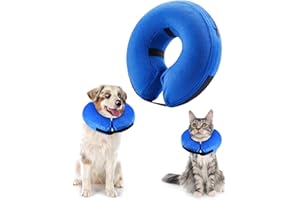 panemy Collier Collerette Gonflable pour Chien, Collerette Chien Gonflable avec Velcro Réglable, Collerette Chat, Adapté à La Chirurgie Ou à la Guérison des Plaies, Anti-Léchage (Bleu, L)