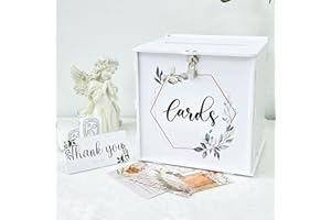 GUDELAK White Wedding Card Box with Lock - PVC Gift Box for Wedding Reception & Party Decorations