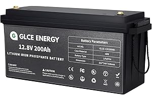 GLCE ENERGY Batteria LiFePO4 12V 200Ah, IP65, Batteria agli ioni di litio fosfato con durata di 10 anni per camper, marina, via terra, accumulo di energia domestica, sedie a rotelle e off-grid, ecc.