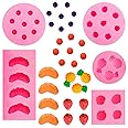 TERRIFI Fruit Snack Molds Silicone, Candy Silicone Molds & Ice Cube Trays, 5Pcs Fruit Shaped Silicone Mold, Pineapple Slice Silicone Mold, 3D Strawberry Silicone Mold, for Handmade Jelly