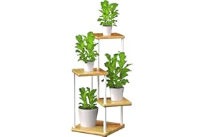 DilmerOne Blumenständer Holz 4 Ebenen – Pflanzenständer & Pflanzenregal Indoor Outdoor – Blumentreppe & Blumenregal Balkon – Pflanzenhocker & Blumenhocker Holz – Etagere Modern