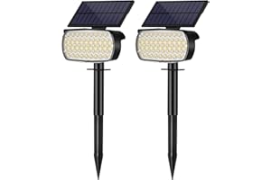 Flaow Solar Garden Lights, 108 LED Solar Spot Lights Outdoor, Warm White Solar Powered Garden Lights Waterproof, Dusk-to-Dawn, Solar Landscape Spotlights for Garden Pathway Wall Porch, 2 Pack