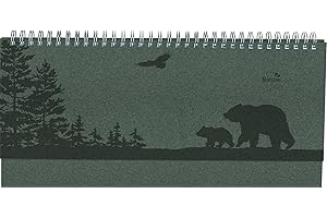Alpha Edition - Tisch-Querkalender Nature Line Pine 2025 Notizkalender, 29,7x13,5cm, Kalender mit 112 Seiten, Notizbereich, Ferientermine und internationales Kalendarium