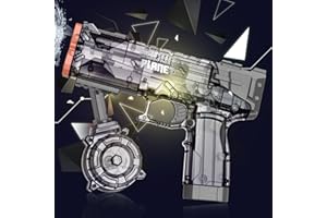 JOCUND PLANET Super Pulse Water Gun – Electric Water Gun with Simulated Recoil, Waterproof Squirt Gun for Kids, One Reload 500 Rounds, Swimming Pool Beach Outdoor Water Fighting Toys (Transparent Black)